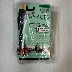 Spanx Assets Womens Flipside Diamond Reversible Shaping Tights Black Size 3 NEW